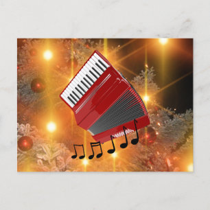 Red Accordion Holiday Design Postcard