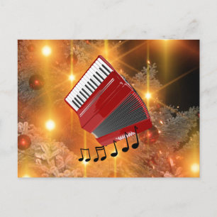 Red Accordion  Holiday Postcard