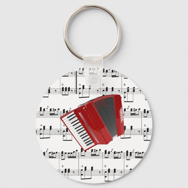 Red Accordion - Let's Polka Keychain (Front)