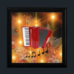 Red Accordion on Gold Christmas Motif Gift Box<br><div class="desc">Red Accordion on gold Christmas motif gift box.</div>