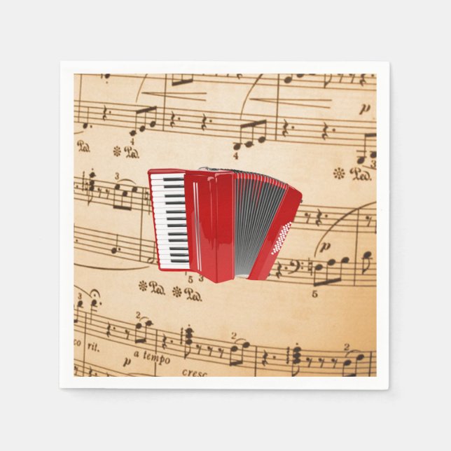 Red Accordion, popular design, Napkin (Front)