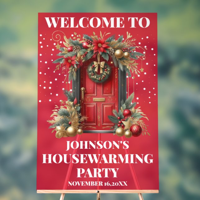 Red Acrylic Housewarming Party Welcome Sign (Neutral)