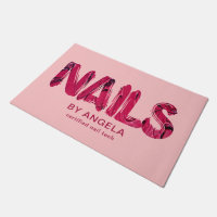 Red Acrylic Typography Nail Tech