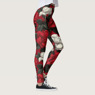 Red Active Wear Gardenias Accent Gifts For Mother Leggings