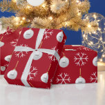 Red Add Business Logo Ornament Christmas Company Wrapping Paper<br><div class="desc">This elegant wrapping paper,  featuring logo ornaments,  snowflakes and your custom logo,  would make a wonderful addition to your Xmas supplies! Easily add your own logo by clicking on the "personalize" option.</div>