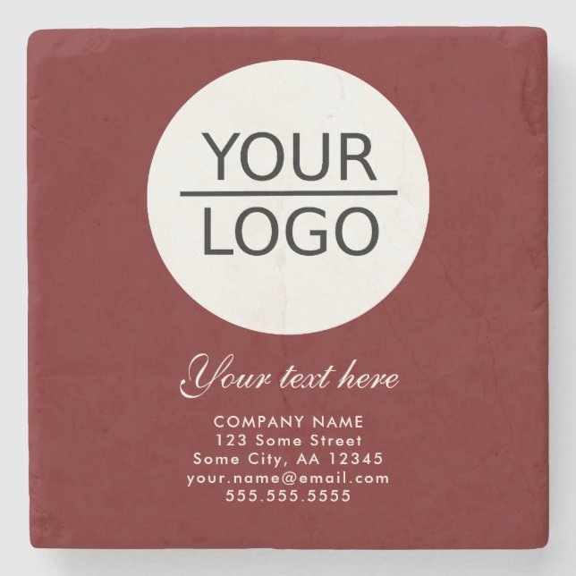 Red Add your Logo Custom Text Promotion Stone Coaster (Front)