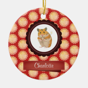 Red Add Your Name Hamster Ceramic Ornament