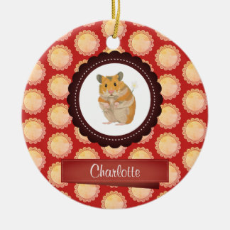 Red Add Your Name Hamster Ceramic Ornament