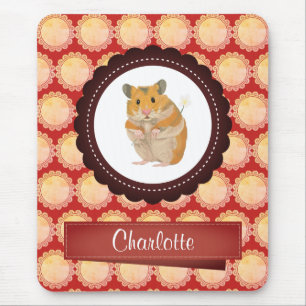 Red Add Your Name Hamster Mouse Pad