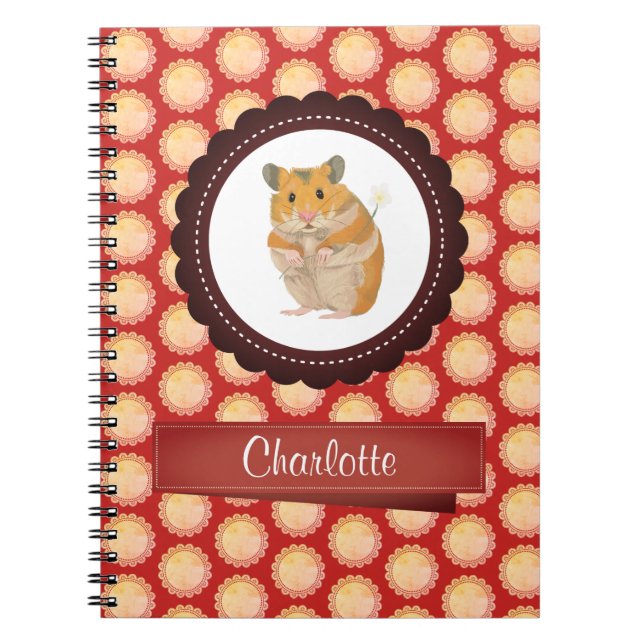 Red Add Your Name Hamster Notebook (Front)
