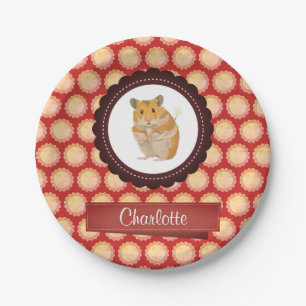 Red Add Your Name Hamster Paper Plate