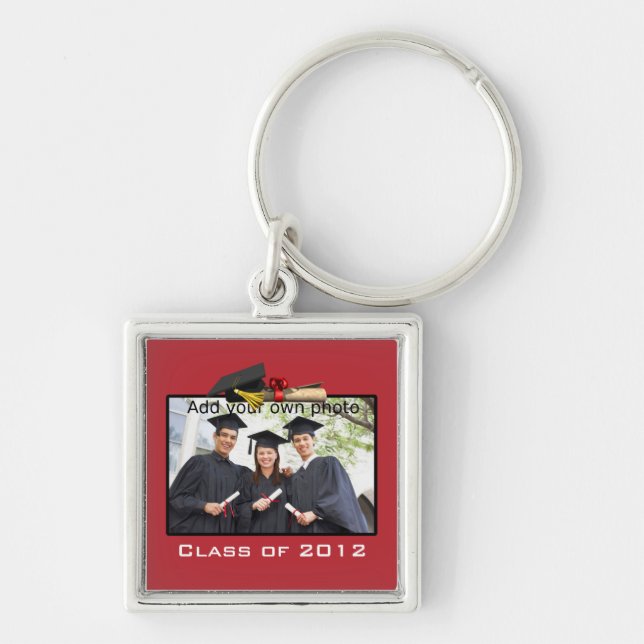 Red Add your Photo / Year Graduation Keychain (Front)