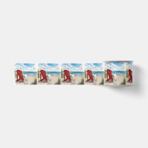 Red Adirondack Beach Chair with Flip-flops
