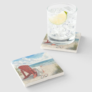 Red Adirondack Beach Chair with Flip-flops Stone Coaster