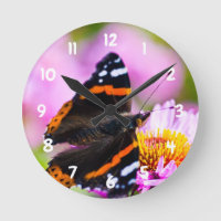 Red Admiral Butterfly Acrylic wall clock