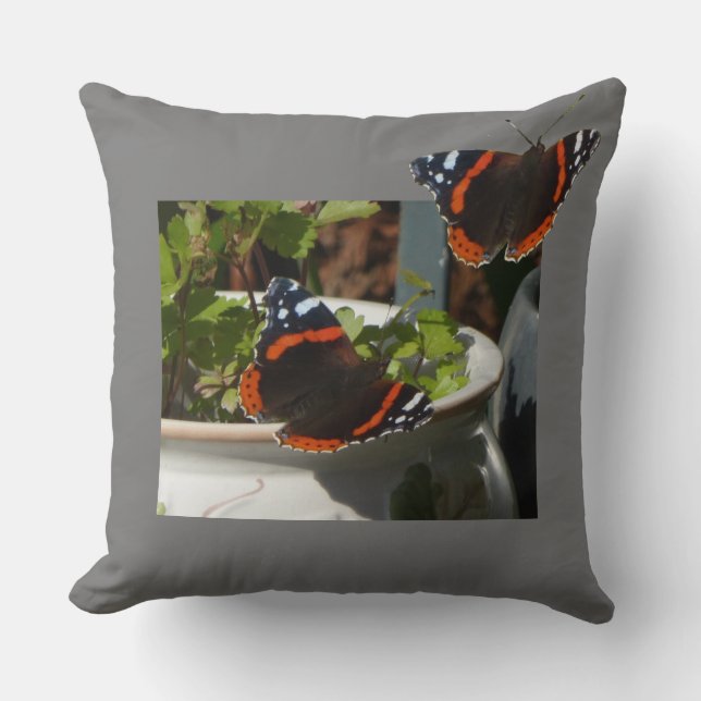 Red Admiral Butterfly Design Cust. Throw Pillow (Front)