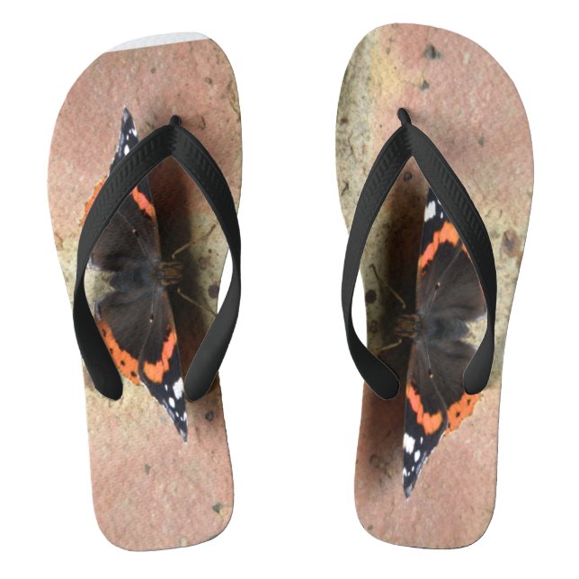 Red Admiral Butterfly Flip Flops (Footbed)