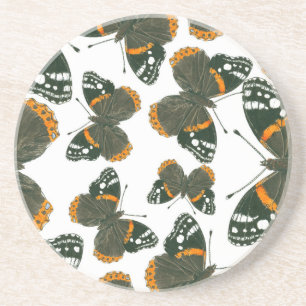 Red admiral butterfly  pattern coaster