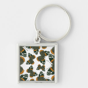 Red admiral butterfly pattern keychain