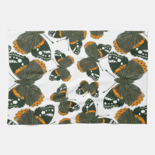 Red admiral butterfly pattern kitchen towel