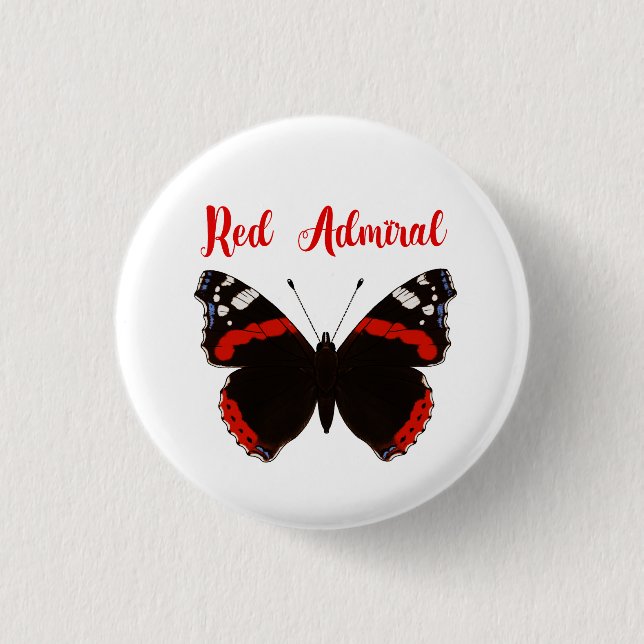 Red Admiral  Butterfly Round Badge 1 Inch Round Button (Front)
