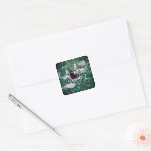 red admiral butterfly square sticker