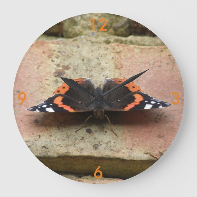 Red Admiral Butterfly Wall Clock (Front)
