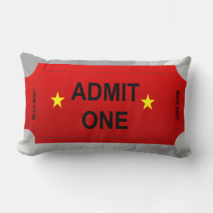 Red Admit One Ticket Home Theater Design Lumbar Pillow