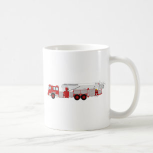 Red Aerial Scope Custom Fire Truck Design Coffee Mug