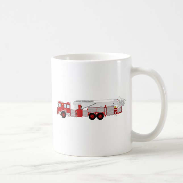 Red Aerial Scope Custom Fire Truck Design Coffee Mug (Right)