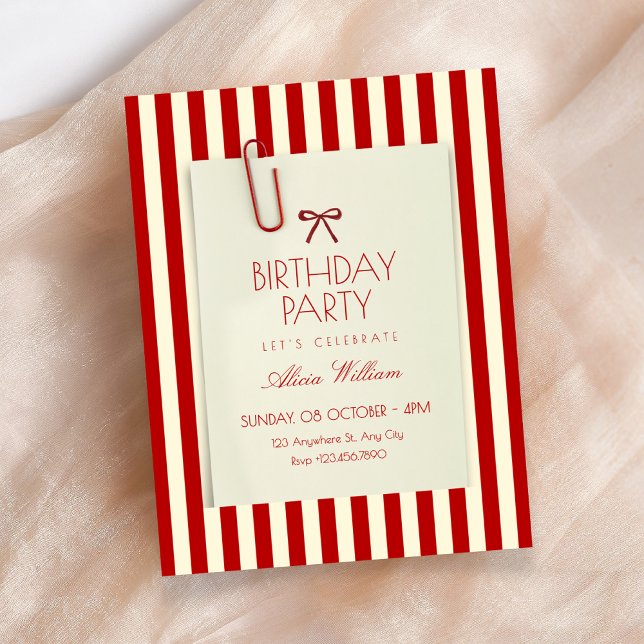 Red aesthetic birthday invitation (Creator Uploaded)