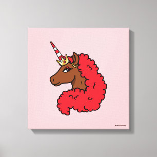 Red Afro Unicorn Canvas Print
