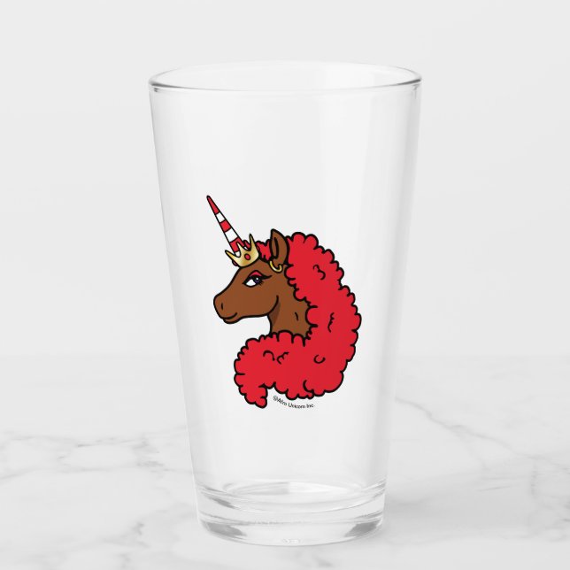 Red Afro Unicorn Glass (Front)