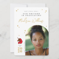 Red Afro Unicorn Graduation Announcement