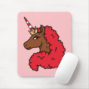 Red Afro Unicorn Mouse Pad