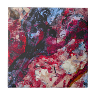 Red Agate Crystal Geode Abstract Tile