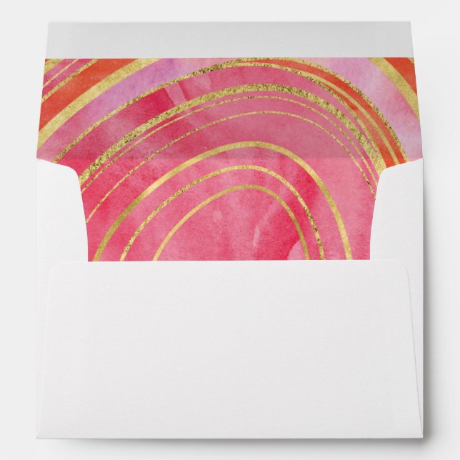 Red Agate Modern Watercolor | Envelopes (Back (Bottom))