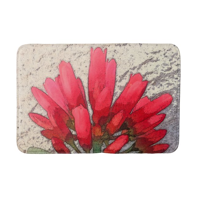 Red Agave Flowers Bath Mat (Front)