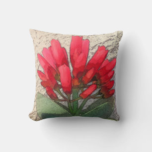Red Agave Flowers Throw Pillow