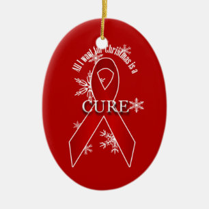 Red AIDS Awareness Ribbon Christmas Snow Ornament