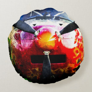 Red Aircraft - Small But Fierce Round Pillow