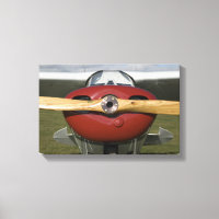 Red Airplane and Wooden Propeller