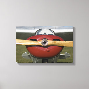 Red Airplane and Wooden Propeller Canvas Print