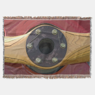 Red Airplane and Wooden Propeller Throw Blanket