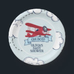 Red Airplane Baby Shower Paper Plate<br><div class="desc">Oh Boy! Red Airplane baby shower.</div>