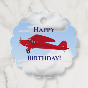 Red Airplane Birthday Favour Gift Tags
