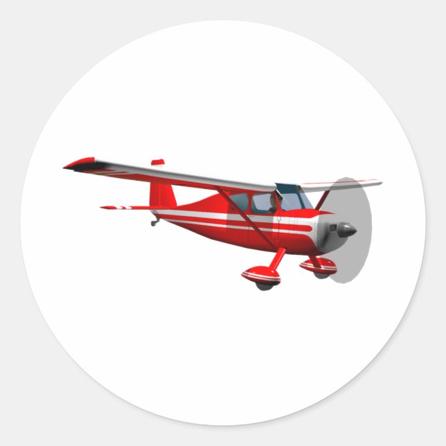 Red Airplane Classic Round Sticker (Front)