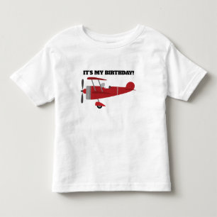 Red Airplane It's My Birthday Personalized Toddler T-shirt