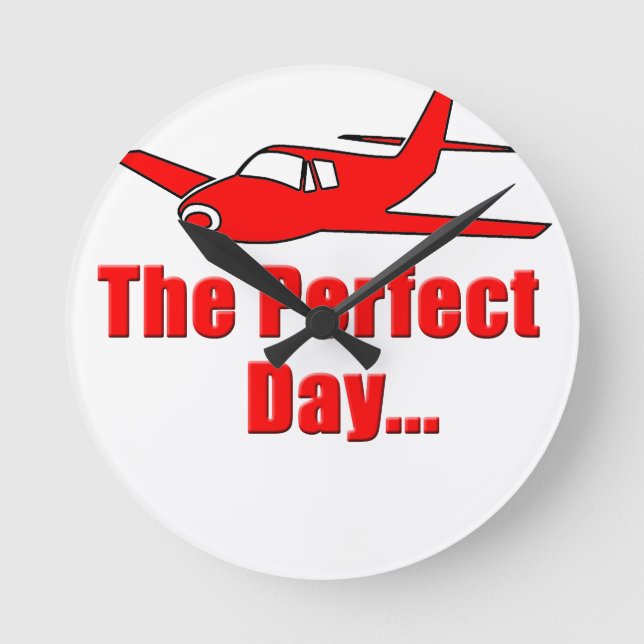 Red Airplane Round Clock (Front)