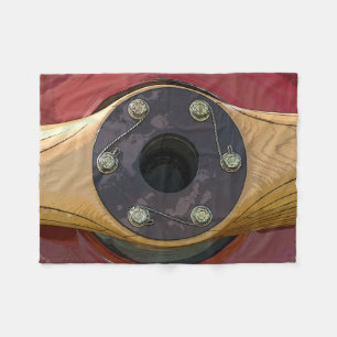 Red Airplane Wood Propeller Fleece Blanket